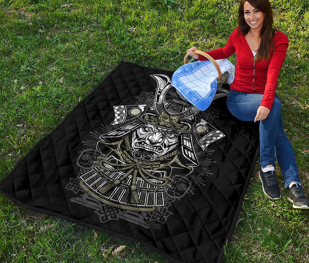 Japanese Samurai Warrior Print Quilt