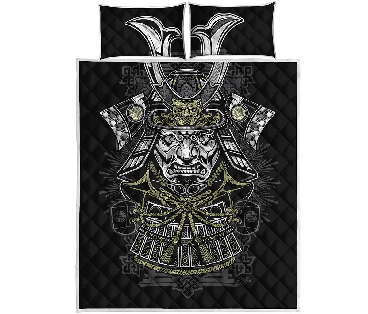 Japanese Samurai Warrior Print Quilt Bed Set