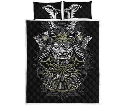 Japanese Samurai Warrior Print Quilt Bed Set