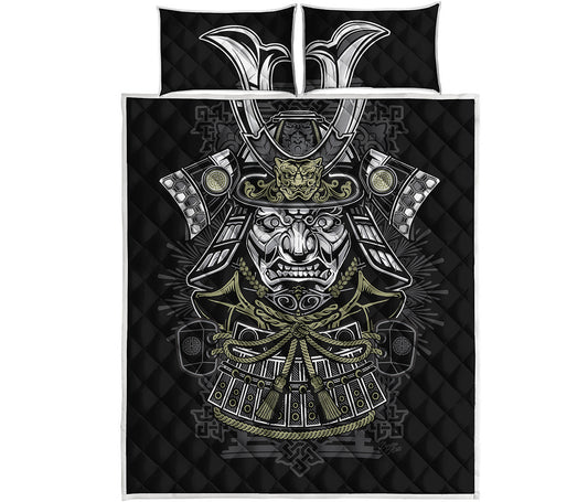 Japanese Samurai Warrior Print Quilt Bed Set