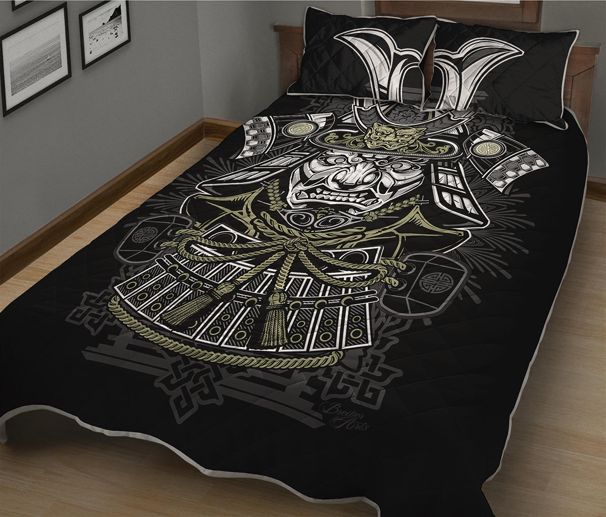 Japanese Samurai Warrior Print Quilt Bed Set