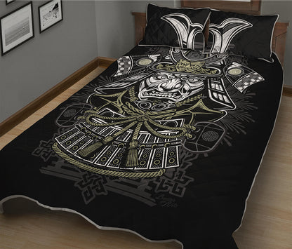 Japanese Samurai Warrior Print Quilt Bed Set