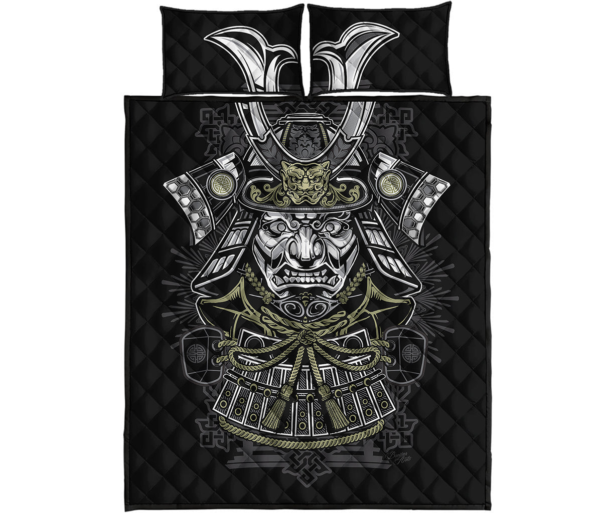 Japanese Samurai Warrior Print Quilt Bed Set
