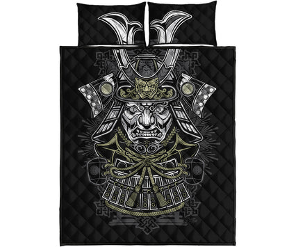 Japanese Samurai Warrior Print Quilt Bed Set