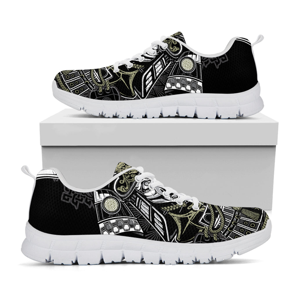 Japanese Samurai Warrior Print White Sneakers