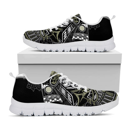 Japanese Samurai Warrior Print White Sneakers
