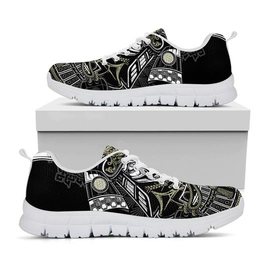 Japanese Samurai Warrior Print White Sneakers