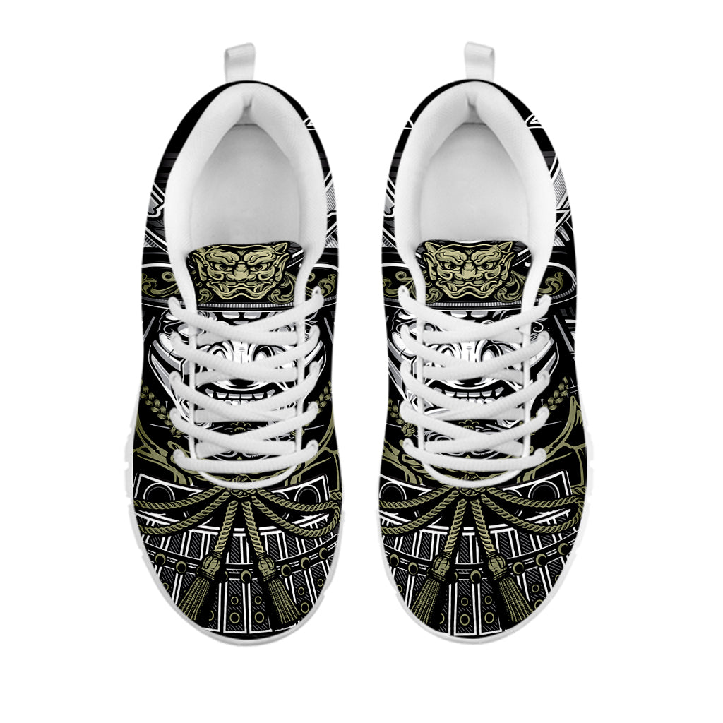 Japanese Samurai Warrior Print White Sneakers