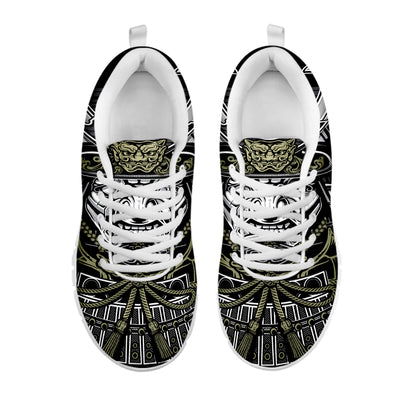 Japanese Samurai Warrior Print White Sneakers