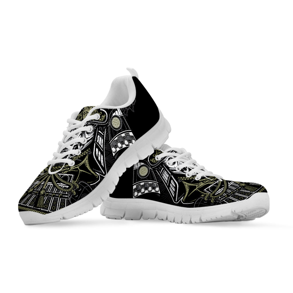 Japanese Samurai Warrior Print White Sneakers