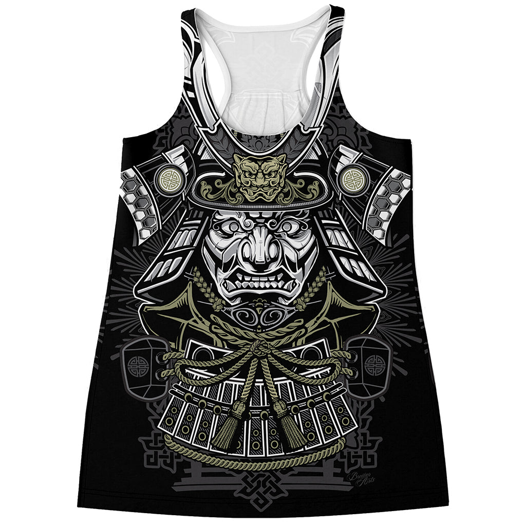 Japanese Samurai Warrior Print Women's Racerback Tank Top