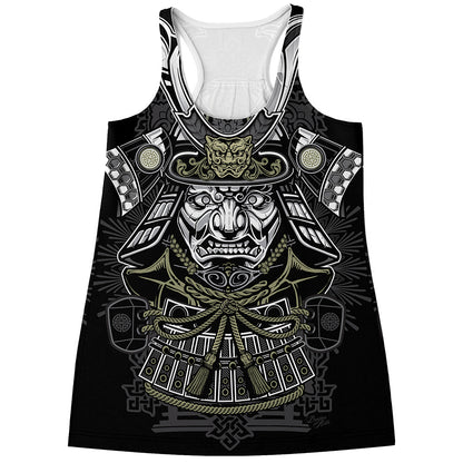Japanese Samurai Warrior Print Women's Racerback Tank Top