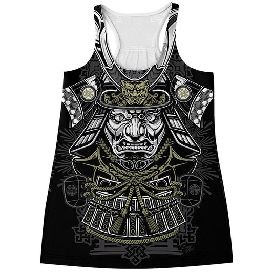 Japanese Samurai Warrior Print Women's Racerback Tank Top