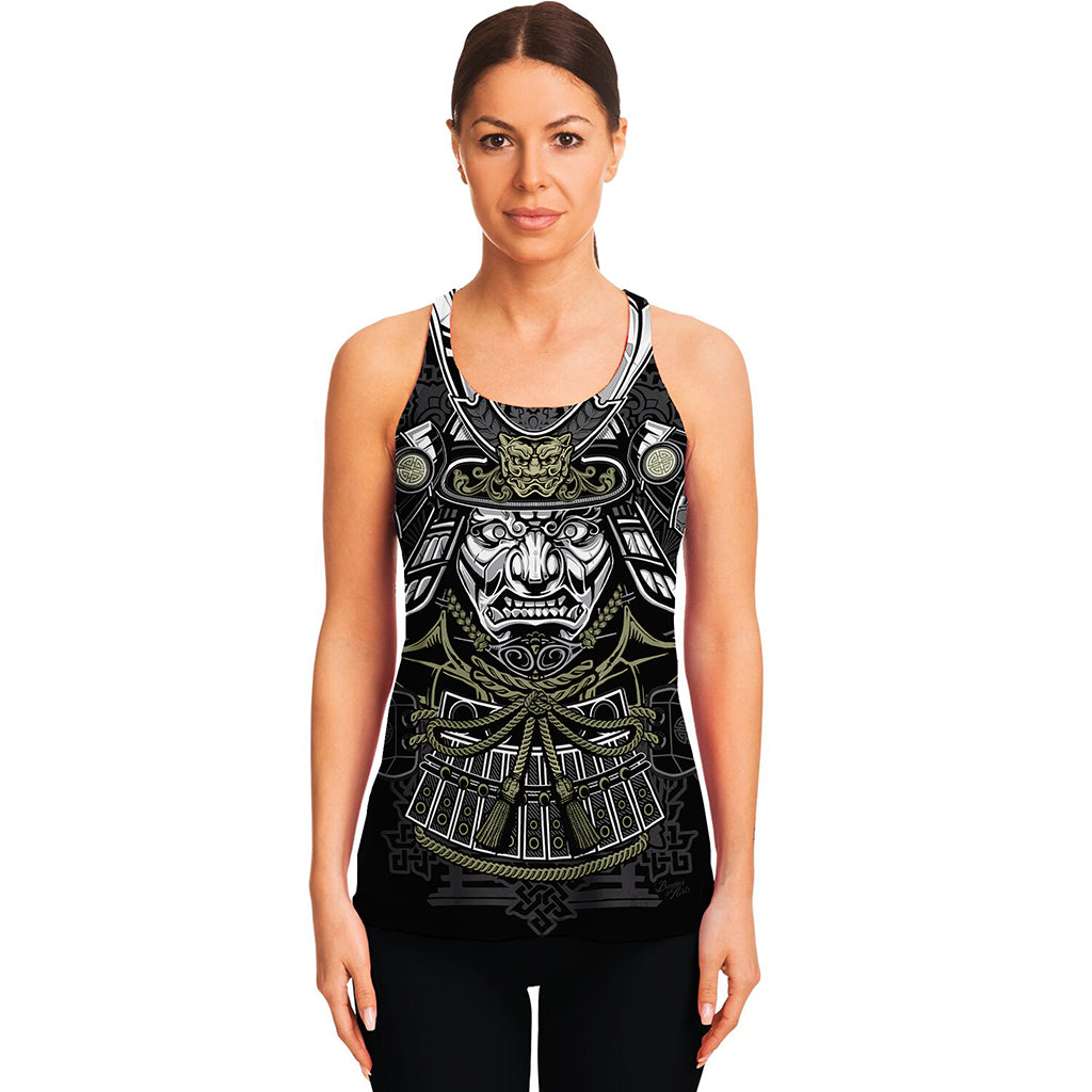 Japanese Samurai Warrior Print Women's Racerback Tank Top