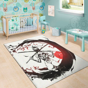 Japanese Samurai Woman Print Area Rug