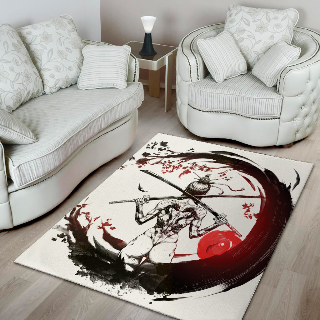 Japanese Samurai Woman Print Area Rug