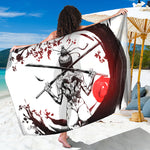 Japanese Samurai Woman Print Beach Sarong Wrap