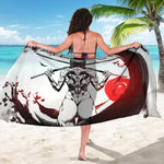 Japanese Samurai Woman Print Beach Sarong Wrap