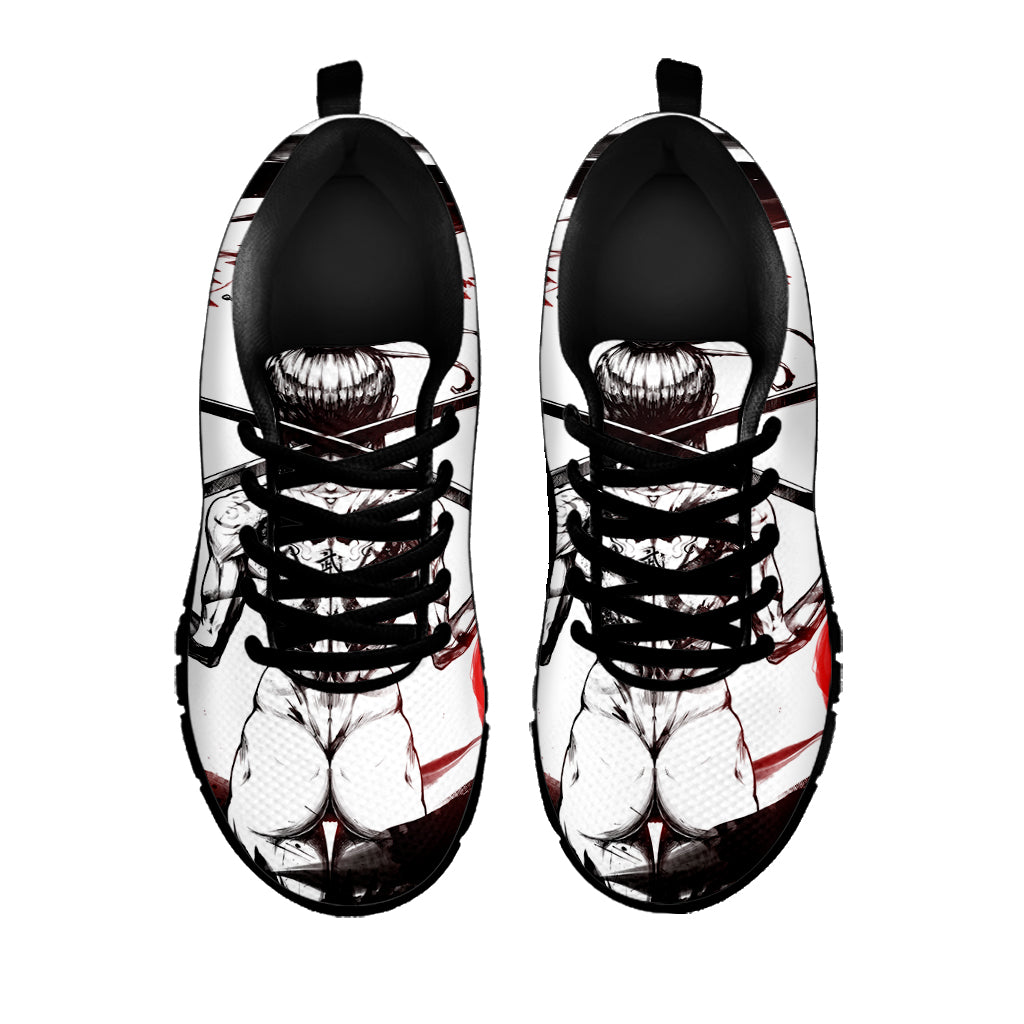 Japanese Samurai Woman Print Black Sneakers