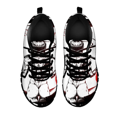 Japanese Samurai Woman Print Black Sneakers