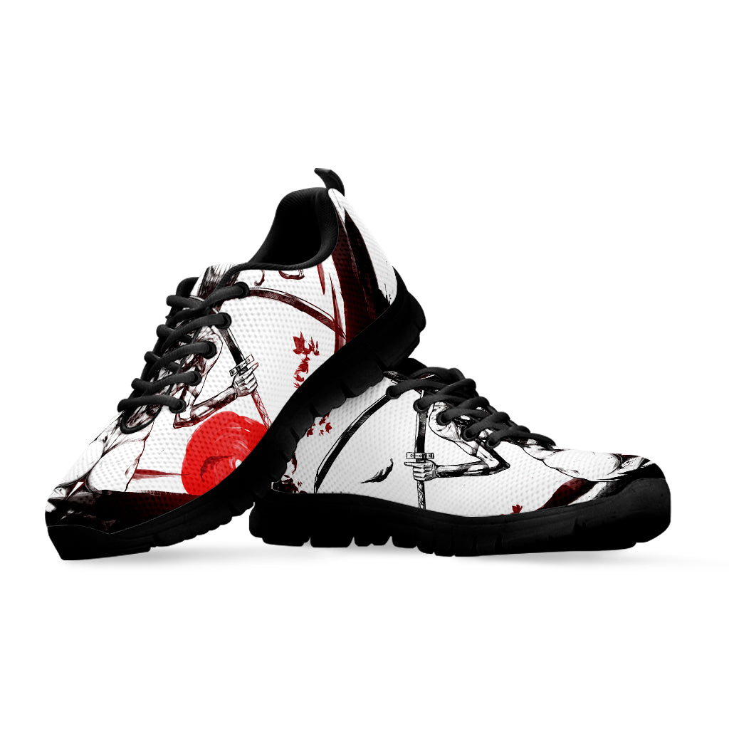 Japanese Samurai Woman Print Black Sneakers