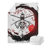 Japanese Samurai Woman Print Blanket