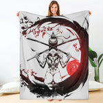 Japanese Samurai Woman Print Blanket