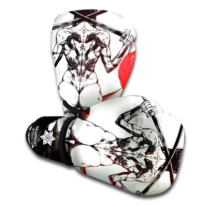 Japanese Samurai Woman Print Boxing Gloves