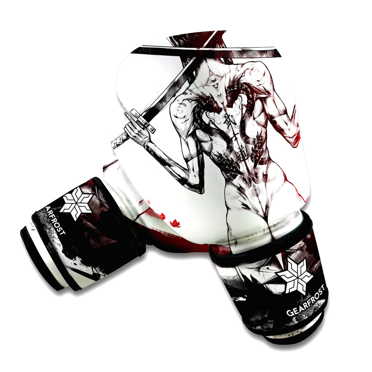 Japanese Samurai Woman Print Boxing Gloves