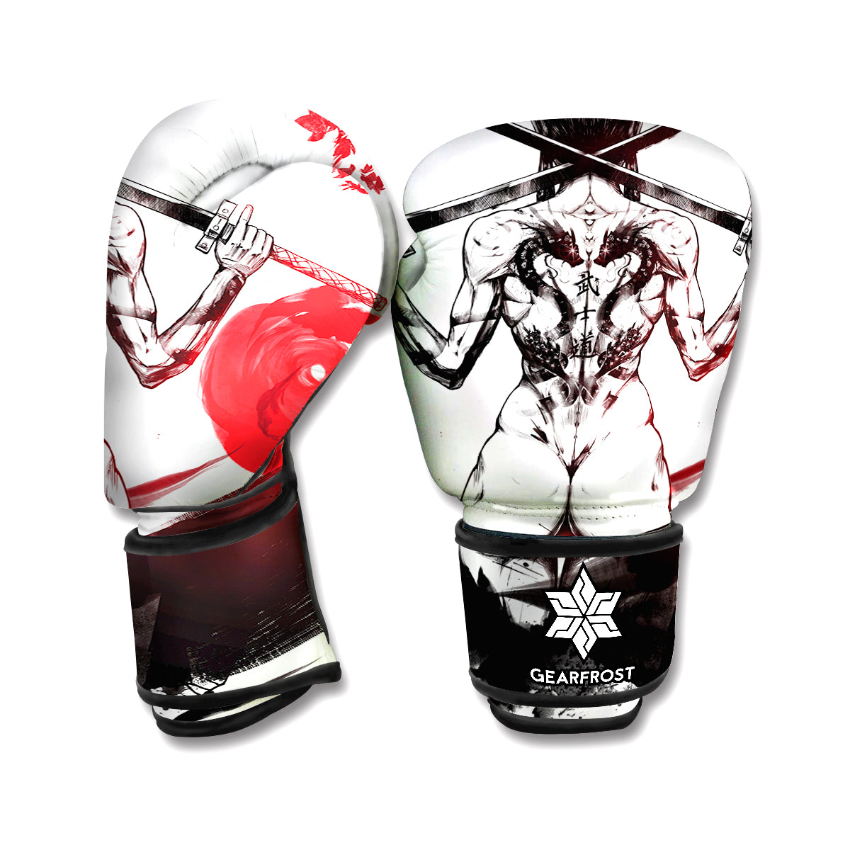 Japanese Samurai Woman Print Boxing Gloves
