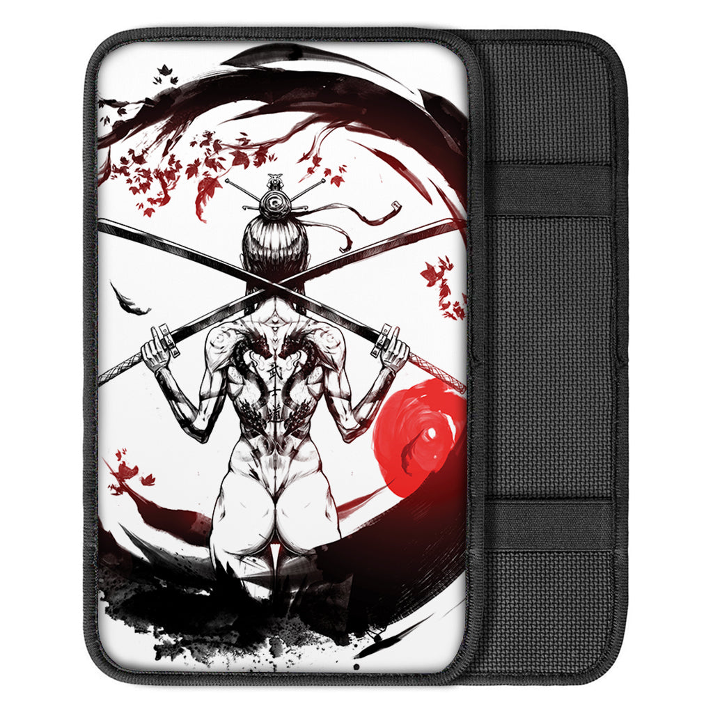 Japanese Samurai Woman Print Car Center Console Cover