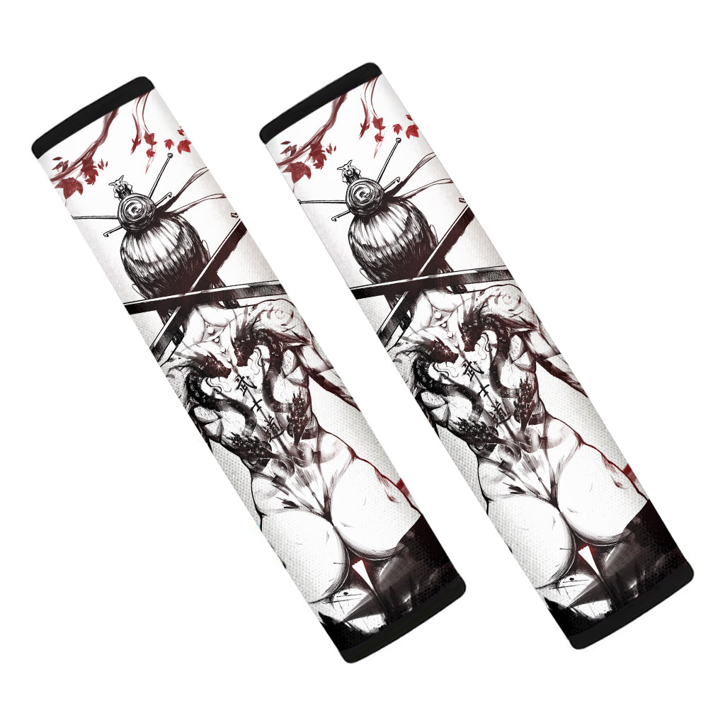 Japanese Samurai Woman Print Car Seat Belt Covers
