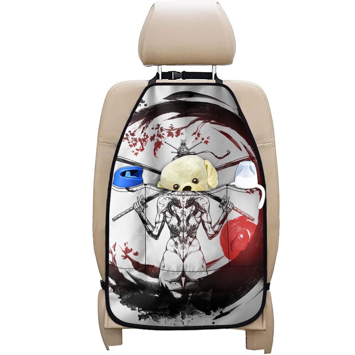 Japanese Samurai Woman Print Car Seat Organizers