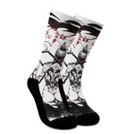 Japanese Samurai Woman Print Crew Socks
