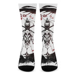 Japanese Samurai Woman Print Crew Socks