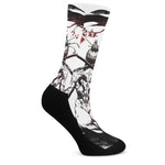 Japanese Samurai Woman Print Crew Socks