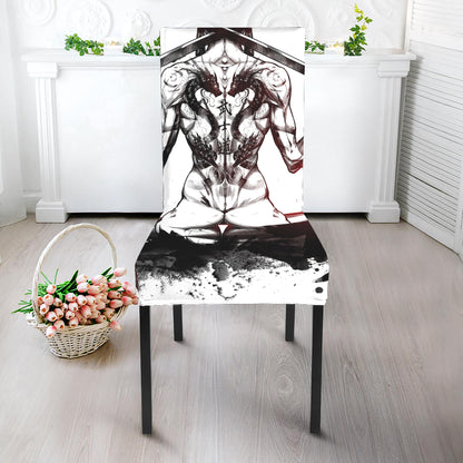 Japanese Samurai Woman Print Dining Chair Slipcover