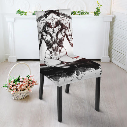 Japanese Samurai Woman Print Dining Chair Slipcover