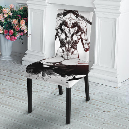 Japanese Samurai Woman Print Dining Chair Slipcover