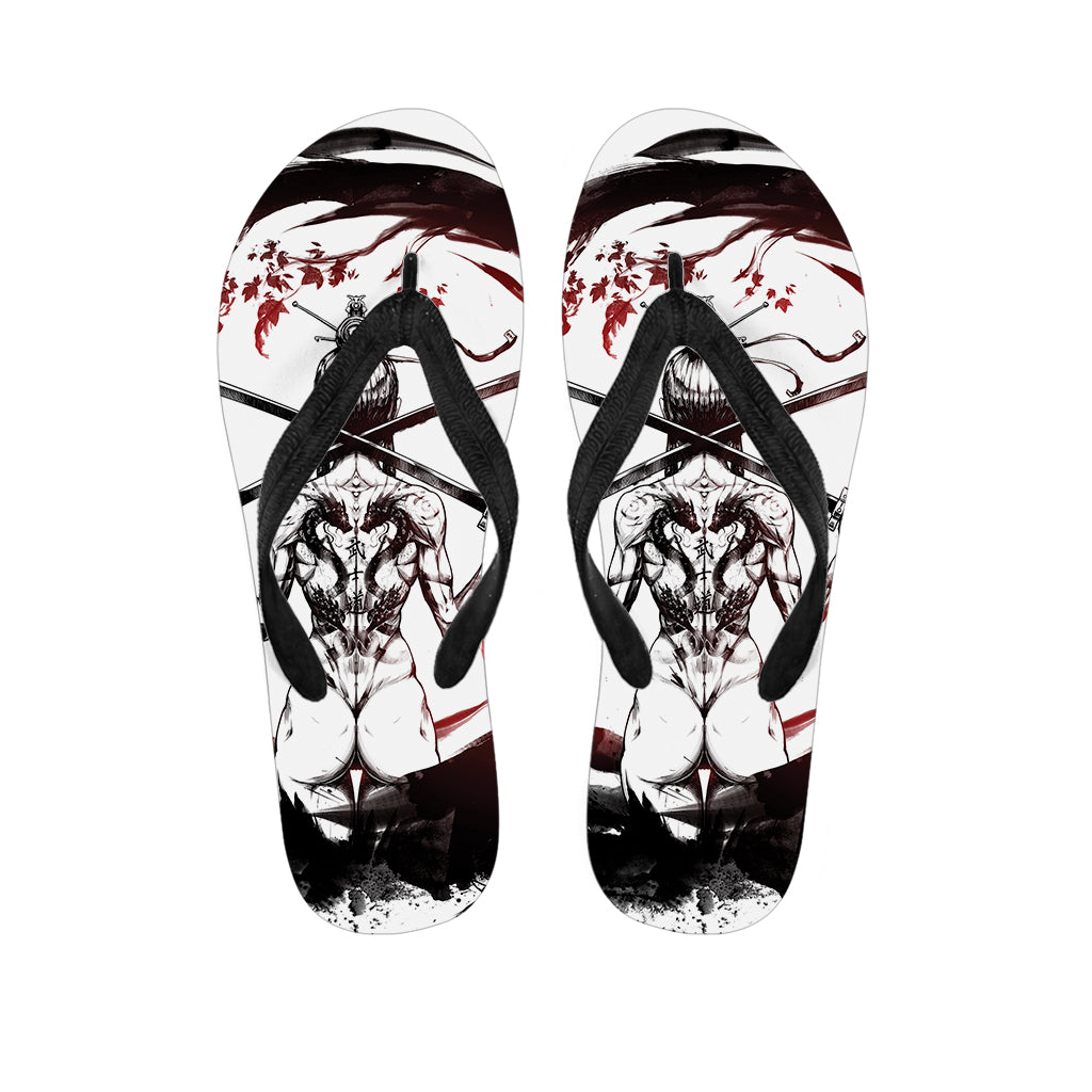 Japanese Samurai Woman Print Flip Flops