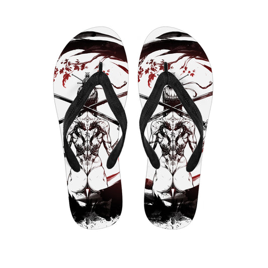 Japanese Samurai Woman Print Flip Flops