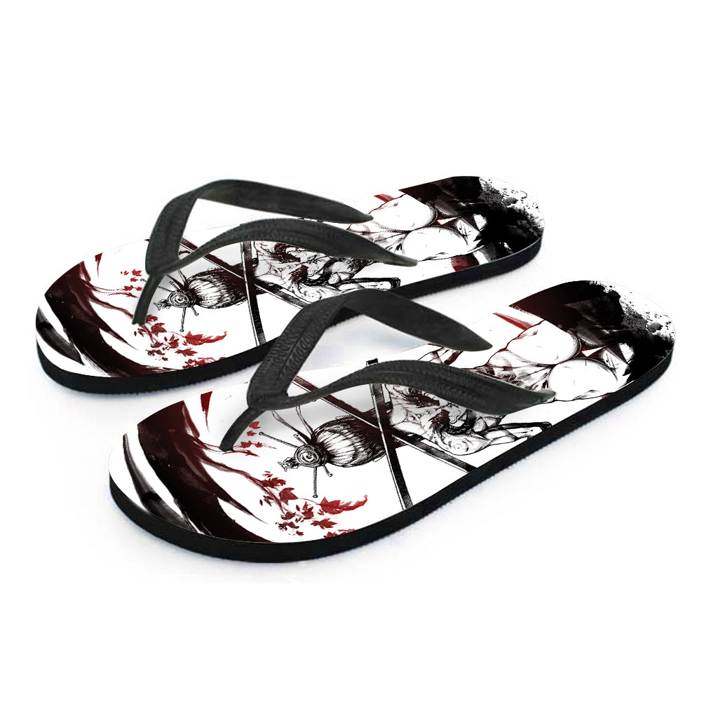 Japanese Samurai Woman Print Flip Flops