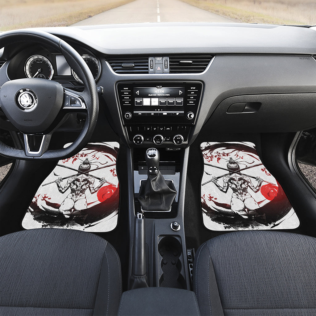 Japanese Samurai Woman Print Front and Back Car Floor Mats