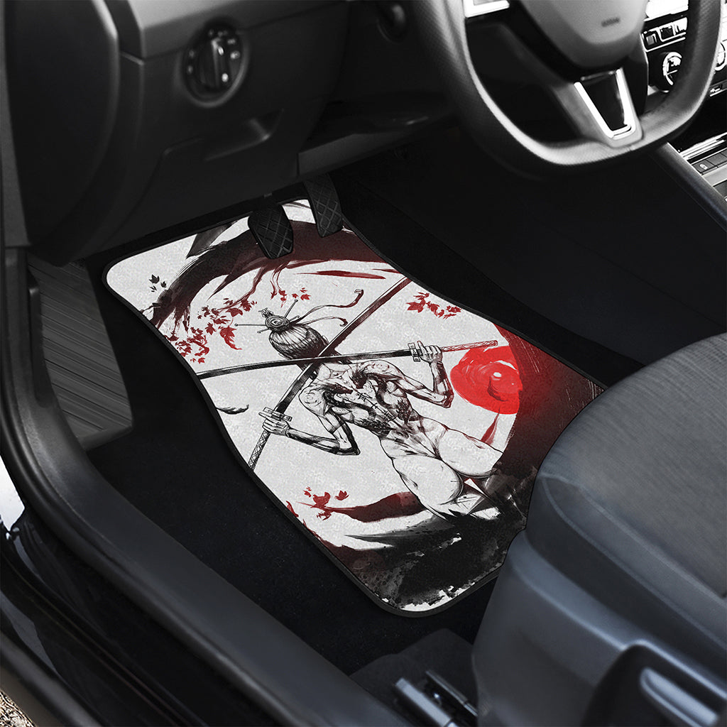 Japanese Samurai Woman Print Front and Back Car Floor Mats