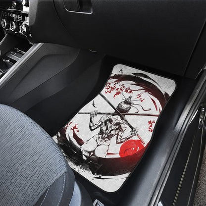 Japanese Samurai Woman Print Front and Back Car Floor Mats