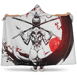 Japanese Samurai Woman Print Hooded Blanket