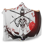 Japanese Samurai Woman Print Hooded Blanket