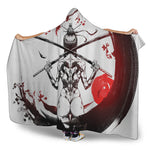 Japanese Samurai Woman Print Hooded Blanket