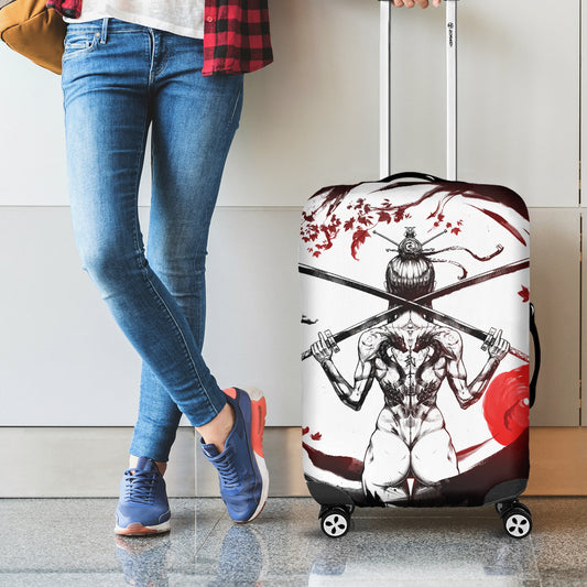 Japanese Samurai Woman Print Luggage Cover