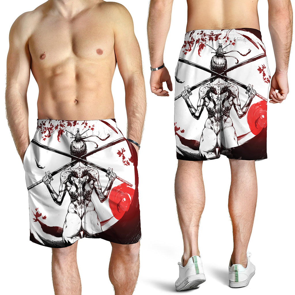 Japanese Samurai Woman Print Men's Shorts